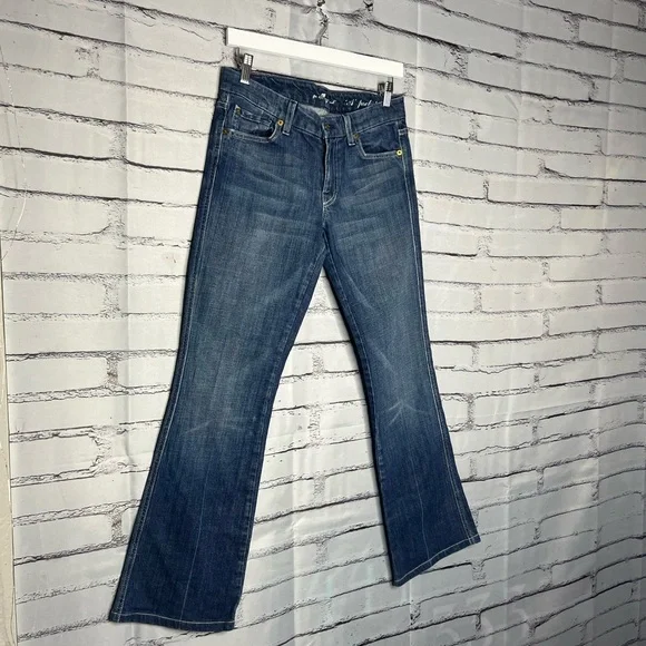7 For All Mankind A Pocket Wide Leg Jeans Women’s 28×30 Dark Wash Relaxed Y2K - Picture 2 of 16